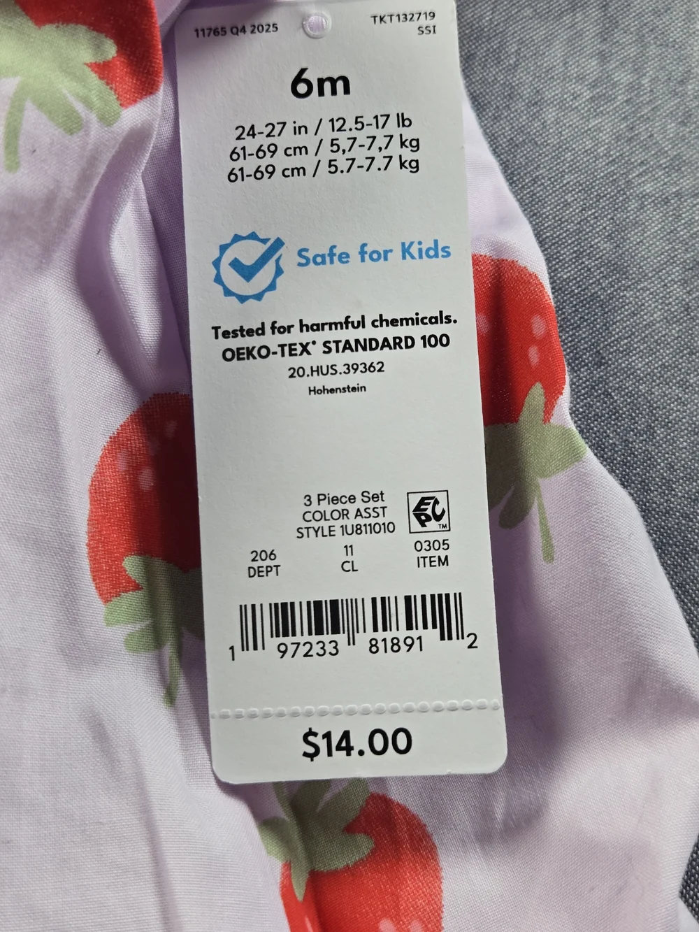 Carter's Lavender Dress with Red Strawberry Print